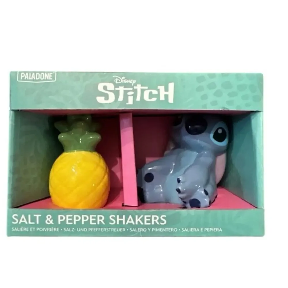 PALADONE Stitch & Pineapple Salt and Pepper Shakers  Disney NEW  Box Cermaic Set